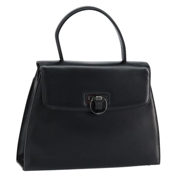Givenchy Handbags - Givenchy Twist Lock Top Handle Bag Leather Black Leather Handbag (Pre-Owned)